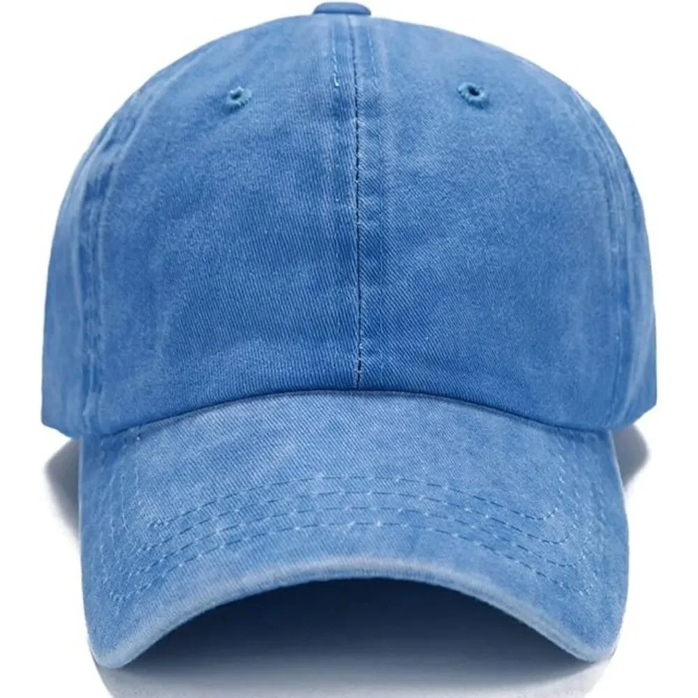 Unisex Light Blue Washed 100% Cotton Adjustable Size Strap Classic Baseball Cap